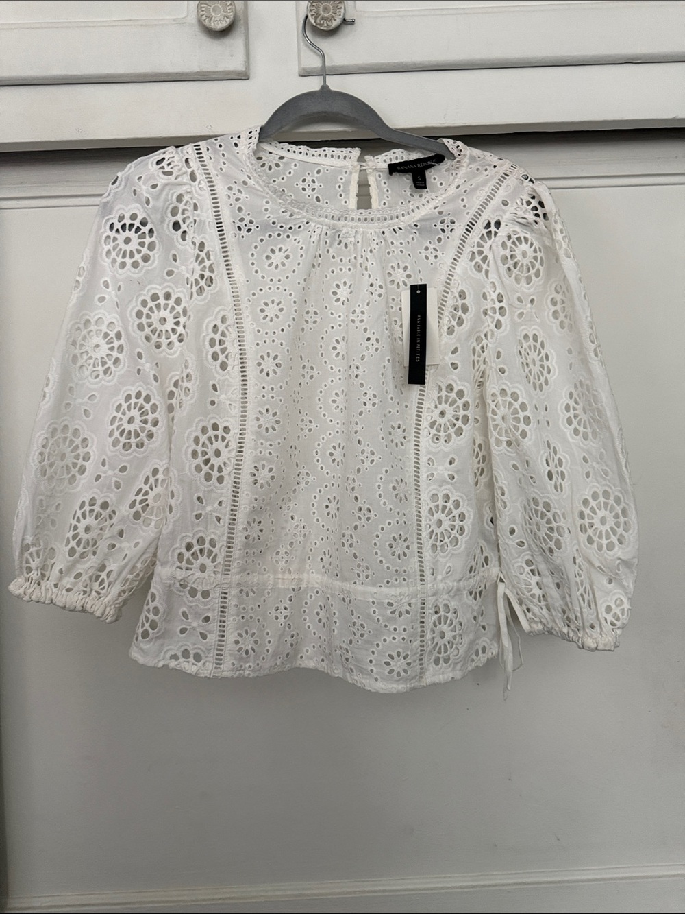 Express White Eyelet Peasant Blouse